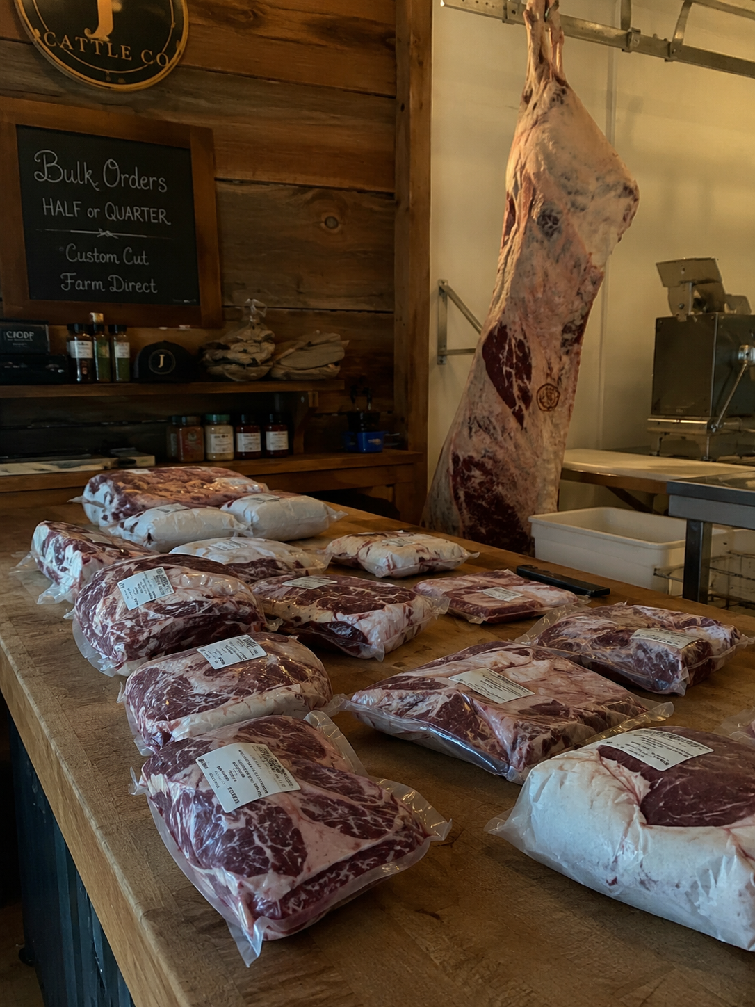 JJ Cattle Co. bulk beef orders — half and quarter cow, custom cut