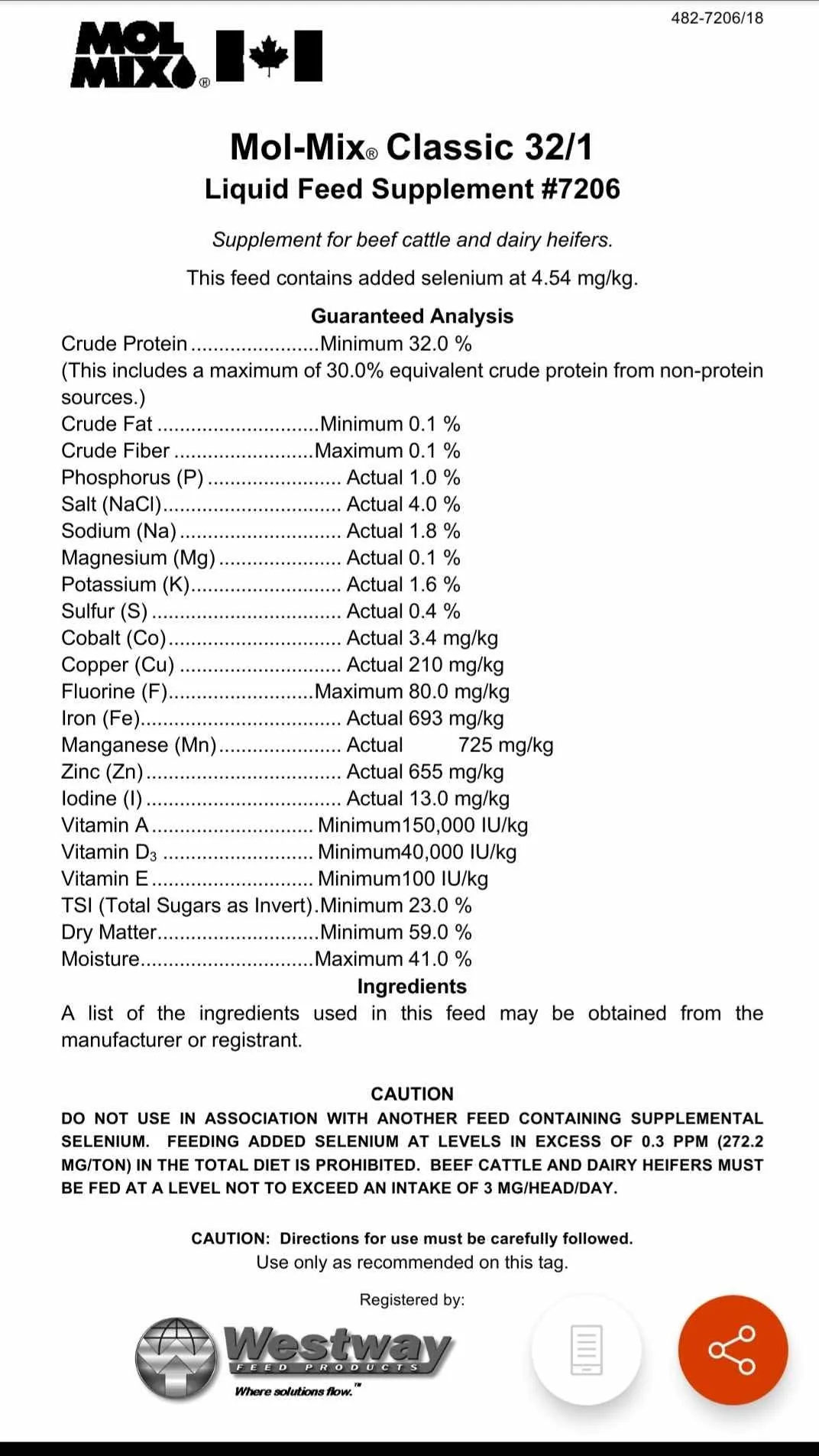 Mol-Mix® Classic 32/1 — Liquid Feed Supplement